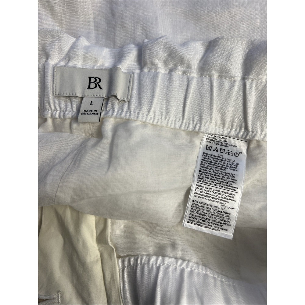 Banana Republic Womens Large 100% Linen Shorts Flax White Belted Lined - Picture 3 of 6